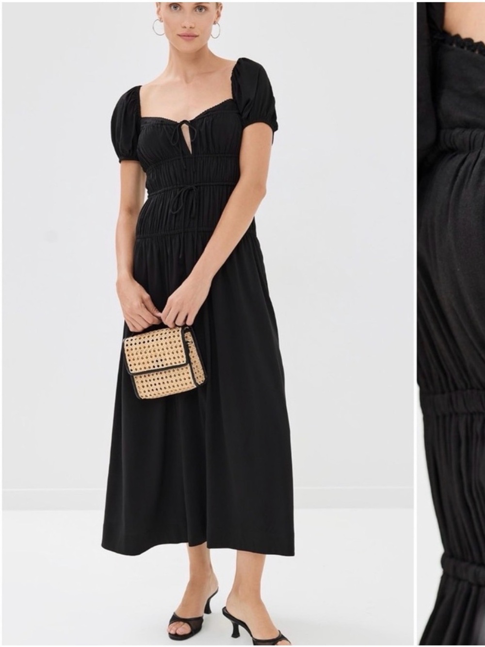 Reformation Rhett Black Midi Dress
